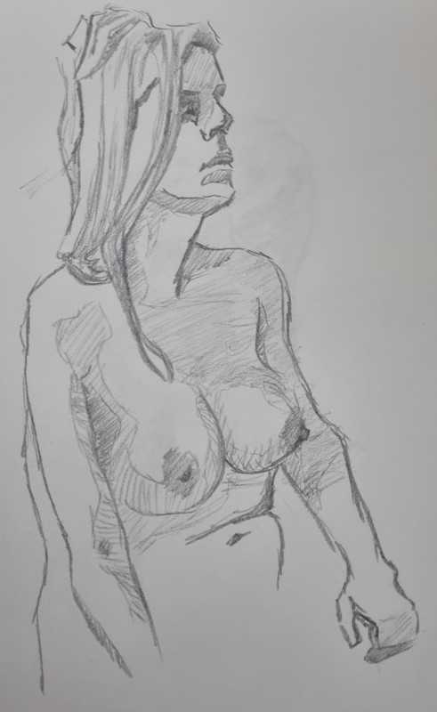Woman, 4 of 8, seated, pencil