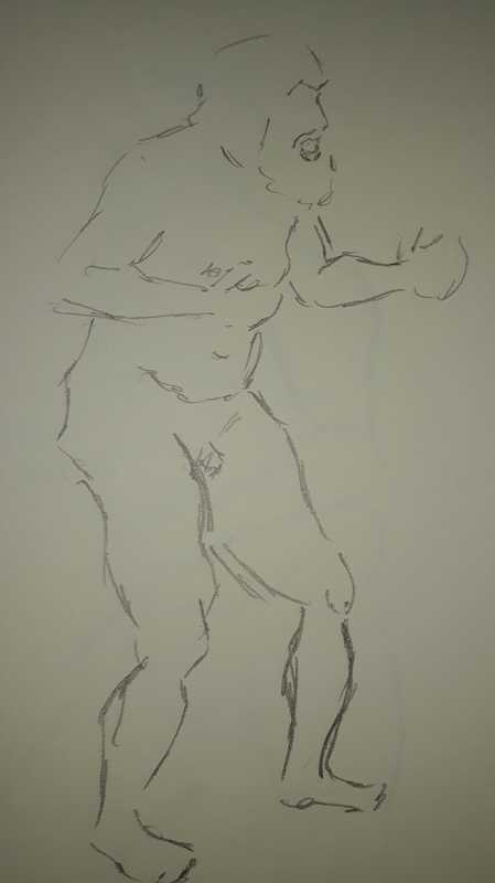 Man, 1 of 7, standing, pencil