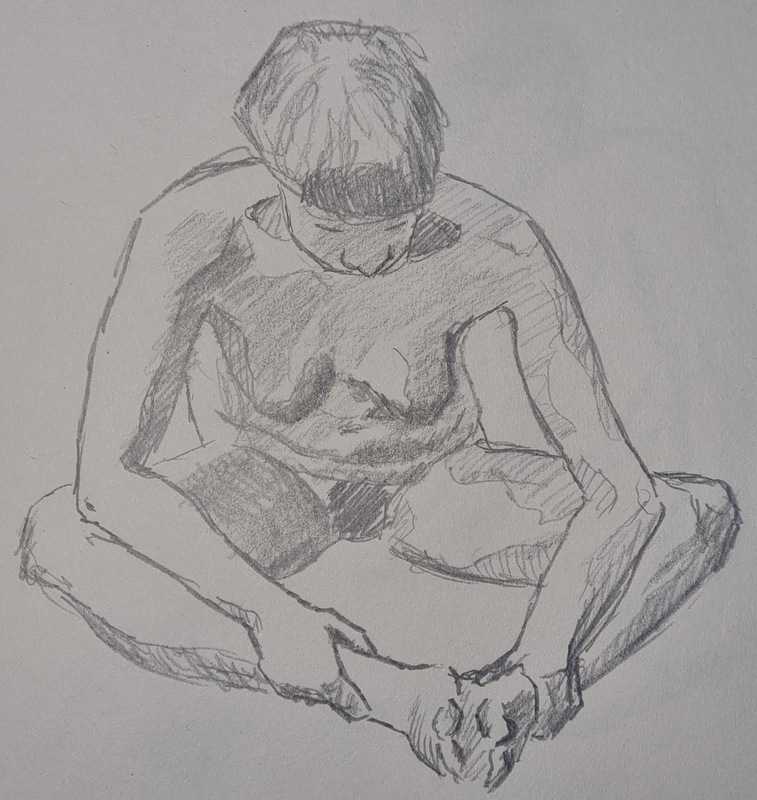 Woman, 3 of 4, sitting, pencil