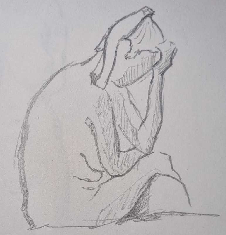 Woman, 4 of 8, seated, pencil