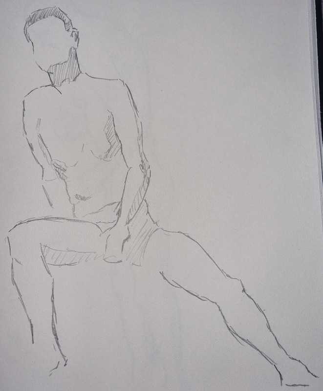 Man, 2 of 8, sitting, pencil