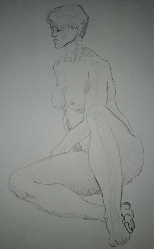Woman, 2 of 6, seated, pencil