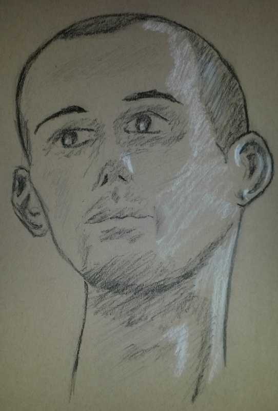 Portrait, male, brown paper