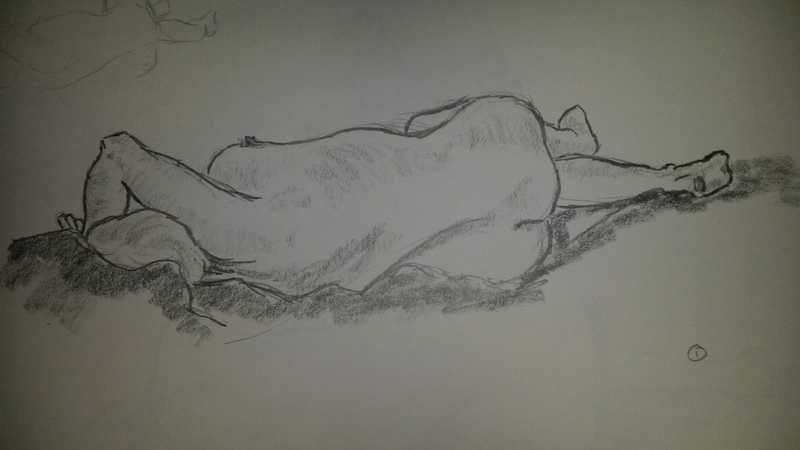 Lady, reclining, back