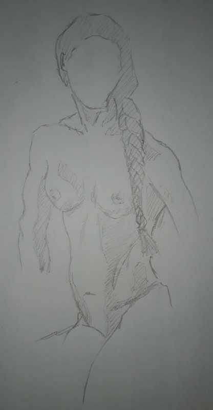 Woman, 2 of 4, seated, pencil