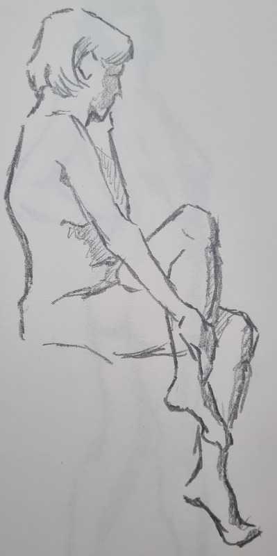Woman, 4 of 7, seated, pencil