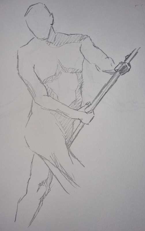 Man, 4 of 7, standing, pencil