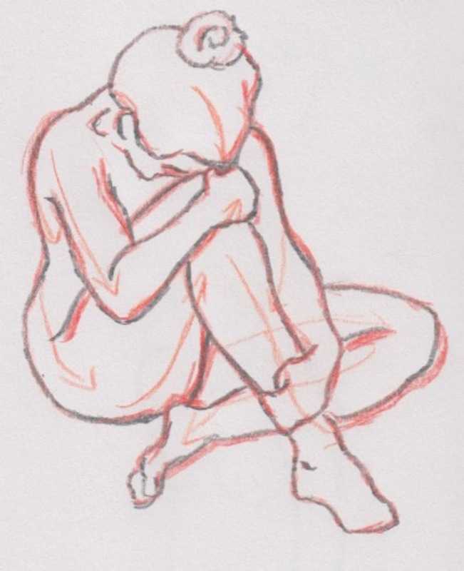 Woman, seated, forces
