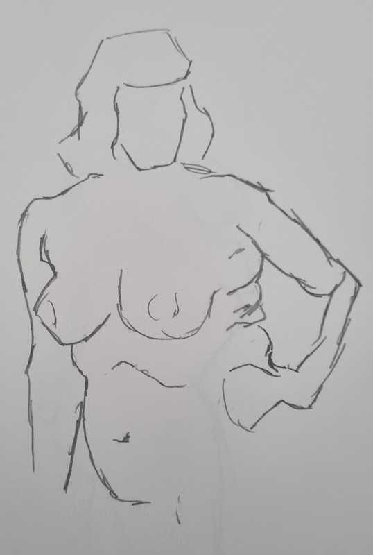 Woman, 1 of 7, standing, pencil