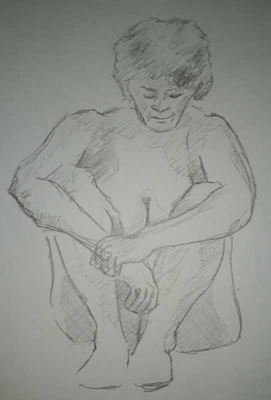 Woman, 4 of 6, seated, pencil