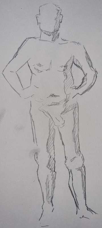 Man, 1 of 8, standing, pencil