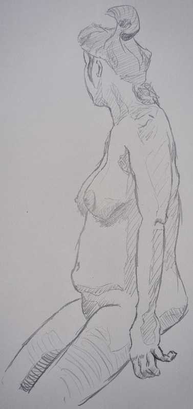 Woman, 4 of 7, sitting, pencil