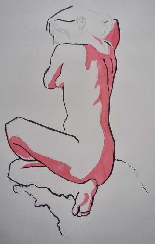 Woman, 3 of 7, seated, pencil/ink