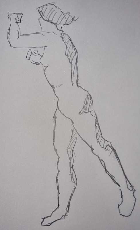 Woman, 1 of 7, standing, pencil