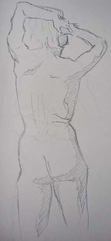 Woman, 5 of 10, standing, pencil