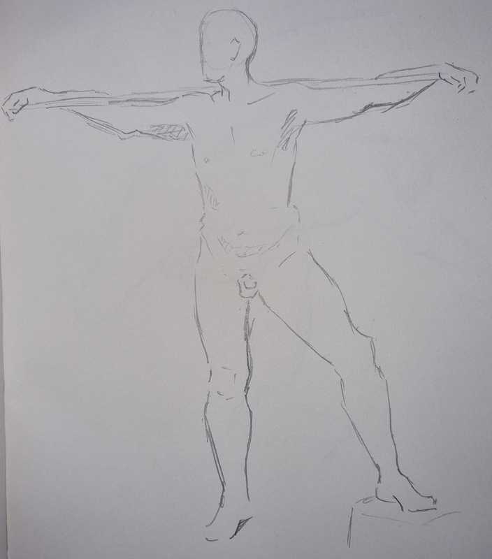 Man, 2 of 6, standing, pencil