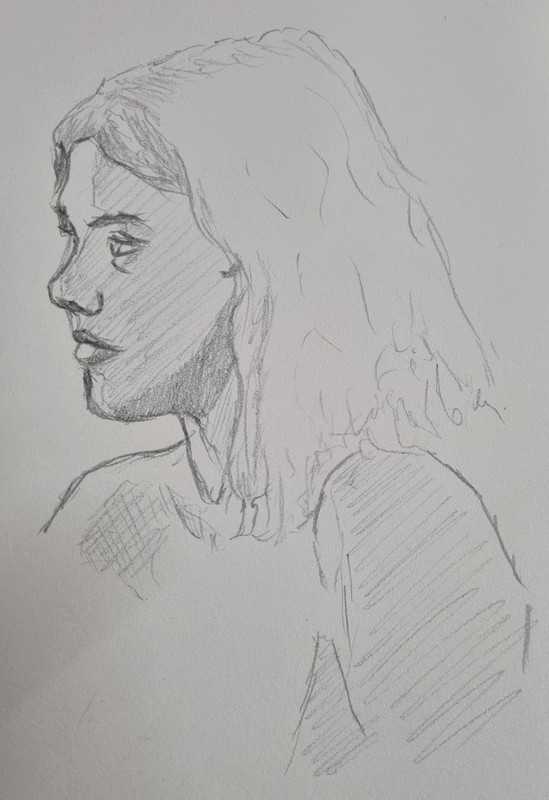 Woman, 1 of 3, portait, pencil