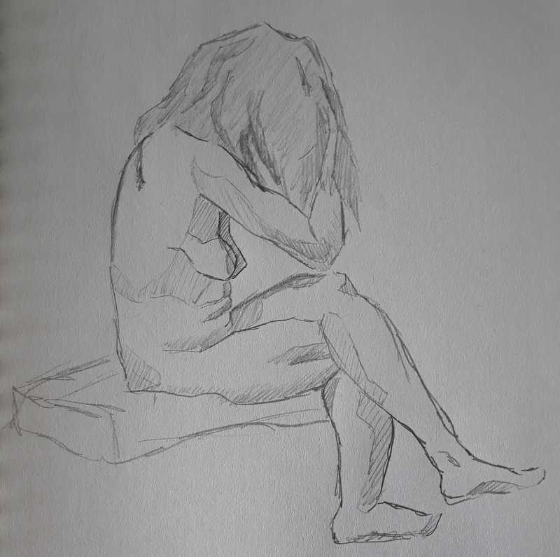 Woman, 2 of 5, profile (seated), pencil