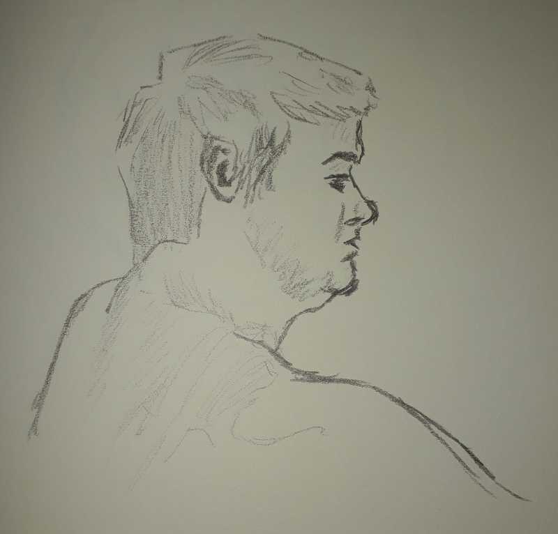 Woman, 5 of 9, portait (side), pencil