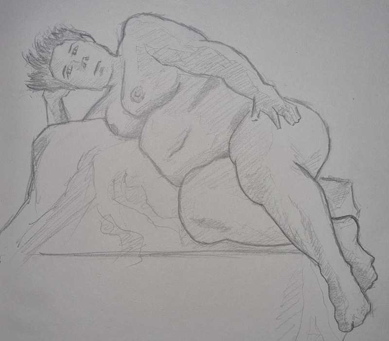 Woman, 6 of 6, lying, pencil
