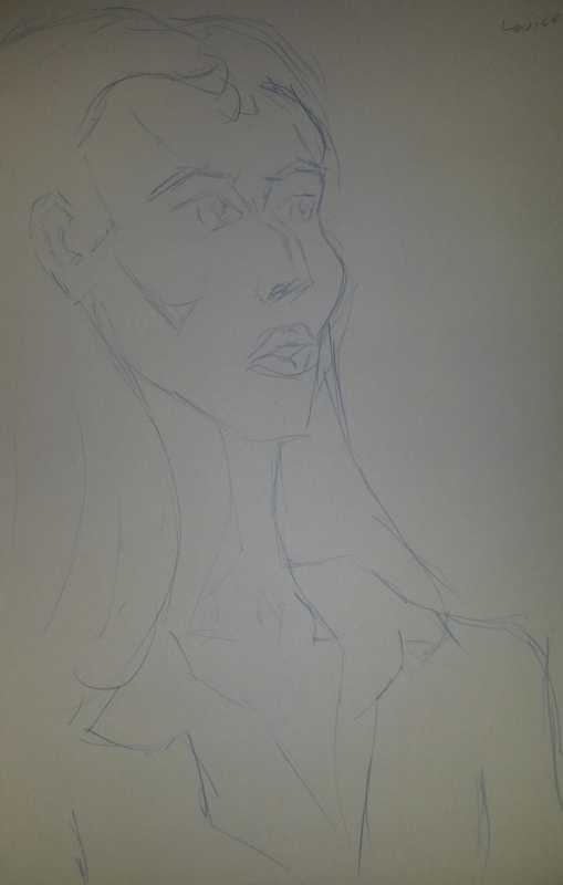 Portrait, woman, 2 of 3, sketching Cruella De Vil