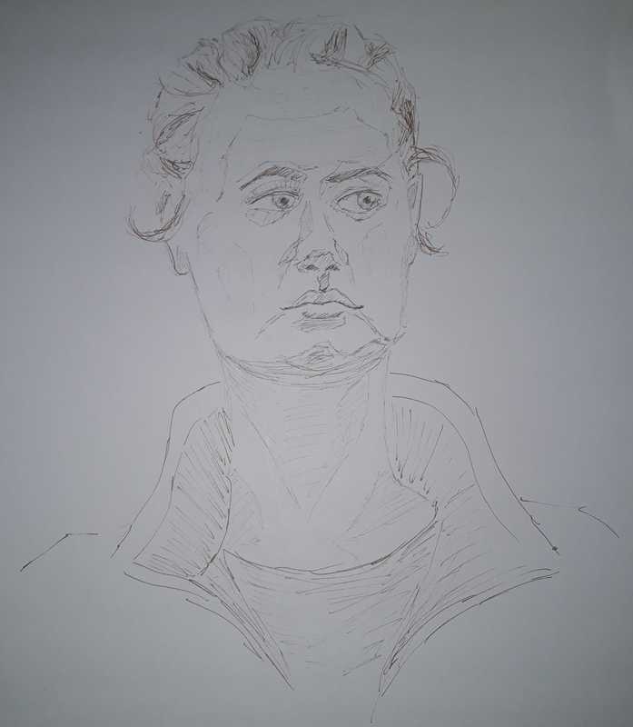 Woman, 1 of 2, portait, pen