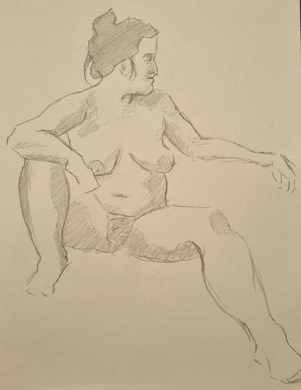 Woman, 9 of 11, seated, pencil