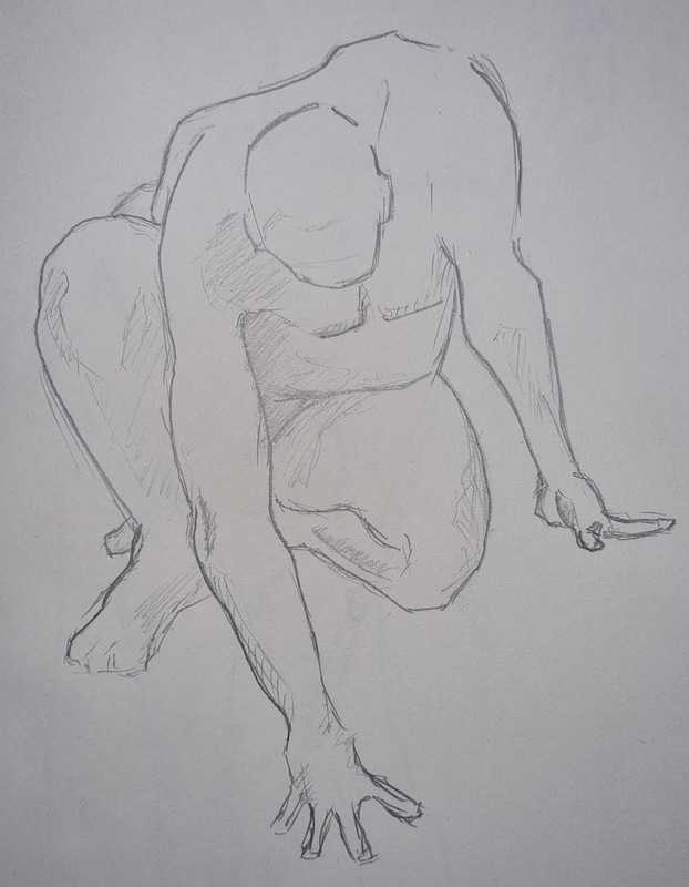 Man, 3 of 6, kneeling, pencil