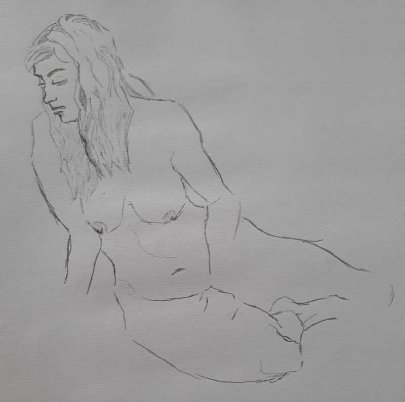 Woman, 3 of 7, seated, pencil