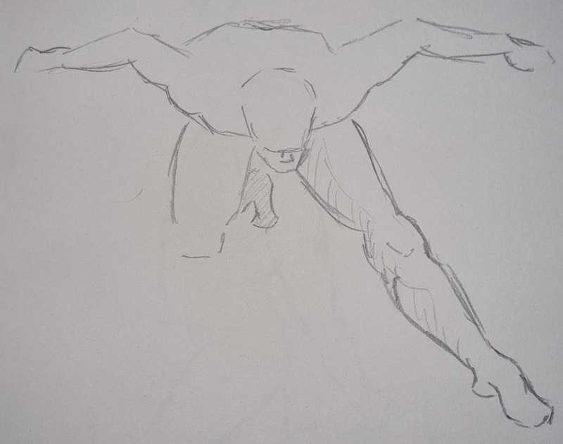 Man, 3 of 8, kneeling, pencil