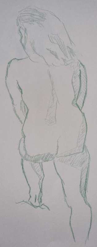 Woman, 3 of 10, standing, green pencil