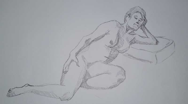 Woman, 4 of 6, reclined, pencil