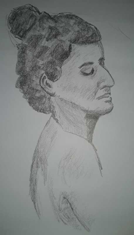 Woman, 1 of 2, portrait over shoulder