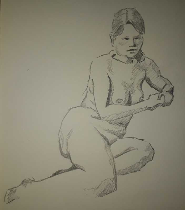 Woman, 5 of 5, seated, pencil
