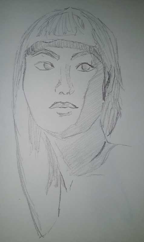 Woman, 1 of 3, portrait, pencil