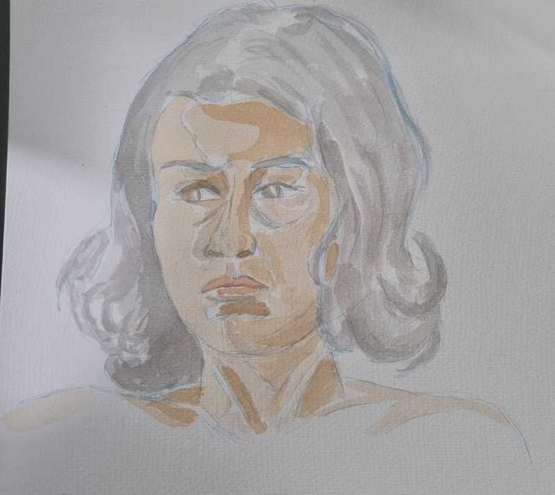 Woman, 1 of 2, portait, watercolour