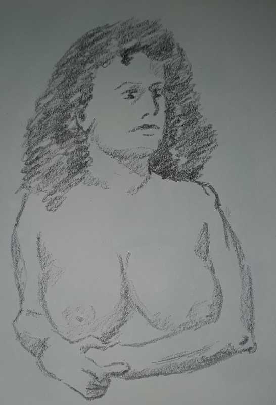 Woman, 4 of 6, portrait, pencil