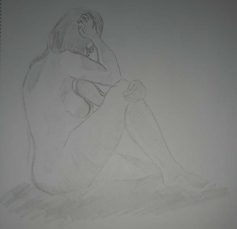 Woman, 5 of 5, seated (side), pencil