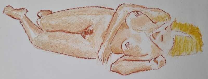 Woman, 2 of 2, reclined, oil pastel