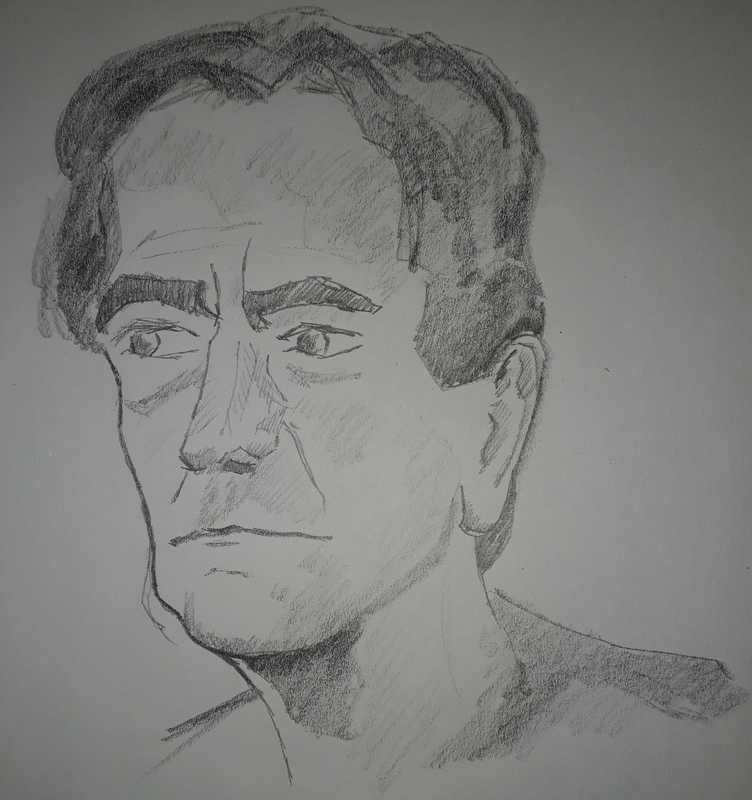Man, 5 of 7, portrait, pencil