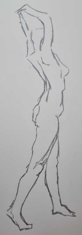 Woman, 2 of 7, standing, pencil