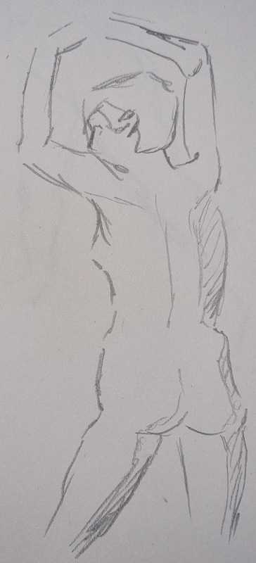 Woman, 1 of 10, standing, pencil