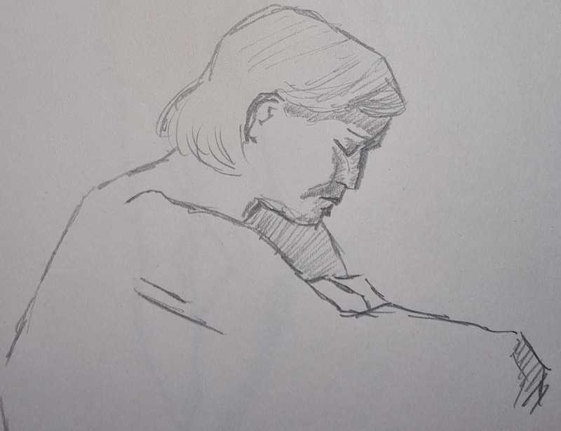 Woman, 2 of 4, seated, pencil