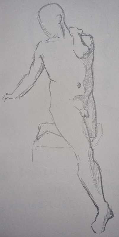 Man, 7 of 8, kneeling, pencil