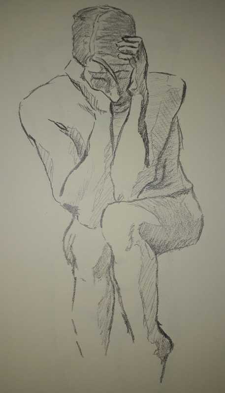 Woman, 2 of 5, seated, pencil