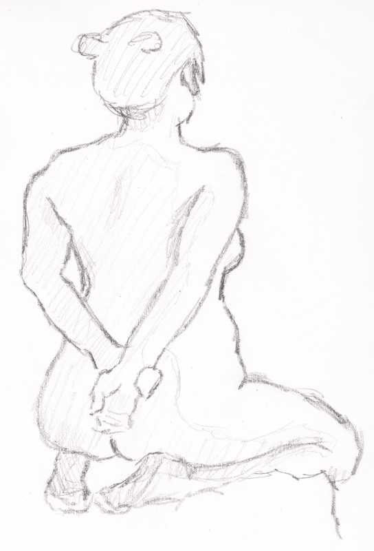 Lady, kneeling, rear