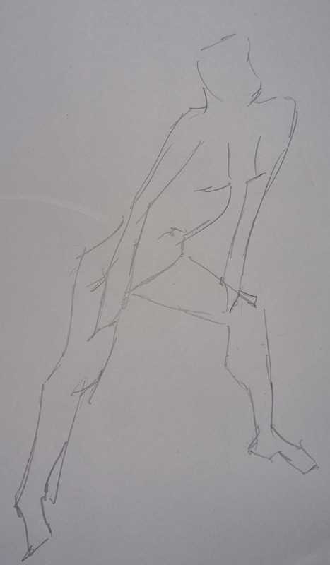 1 of 9, woman, standing, pencil, 1 minute