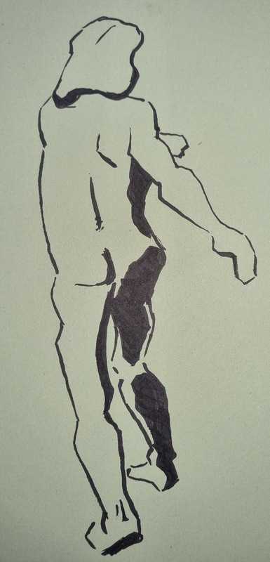 Man, 5 of 6, standing, ink/coloured paper