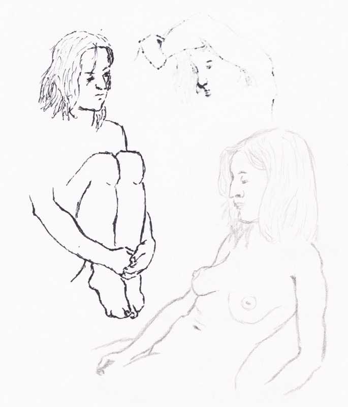 Three views of a lady