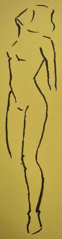 Woman, 1 of 11, ink/coloured paper, standing, 1 minute
